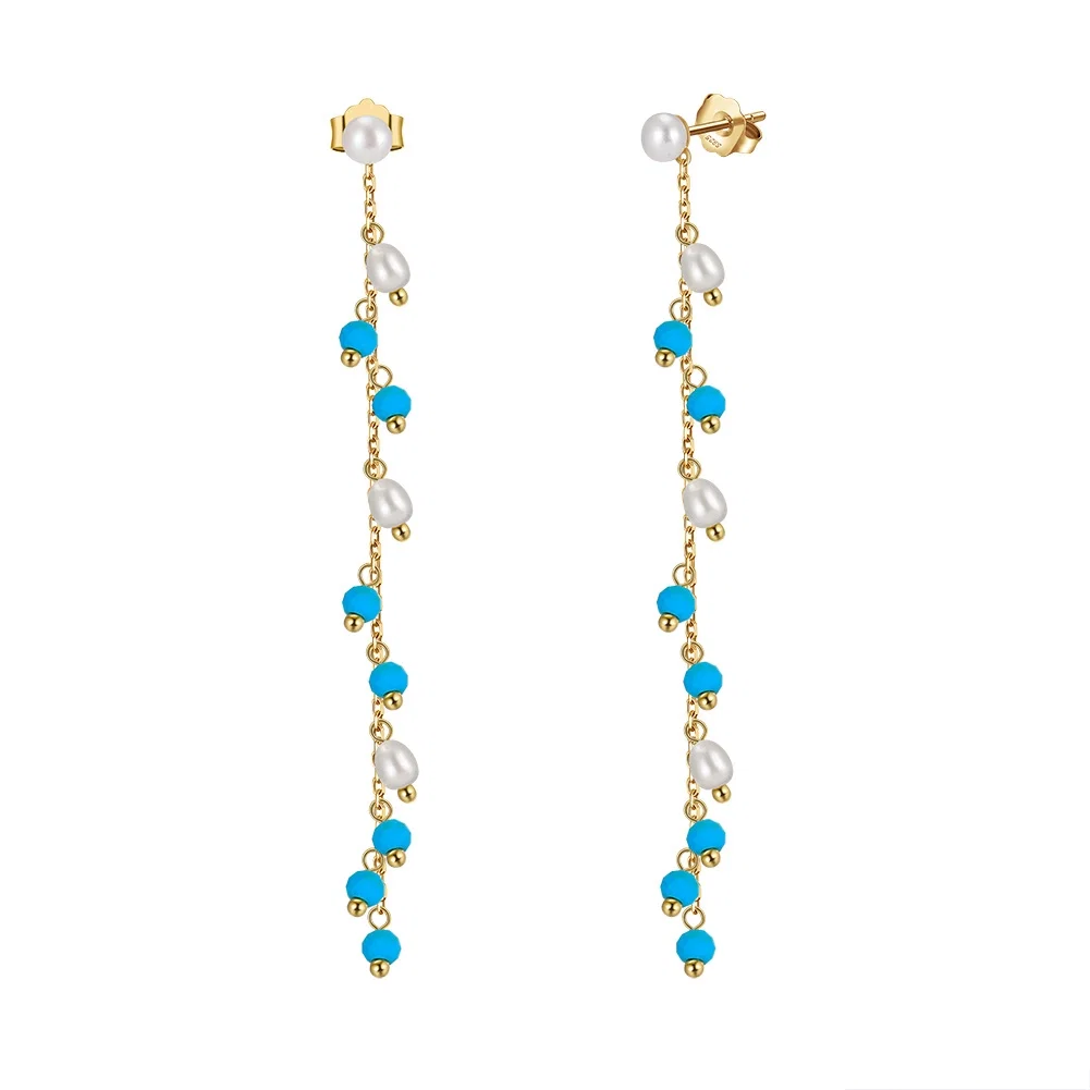 Seturi Bijuterii - Set Cercei și Inel din Argint cu Perle Naturale și Piatră Naturală Turcoaz Turquoise Elegance