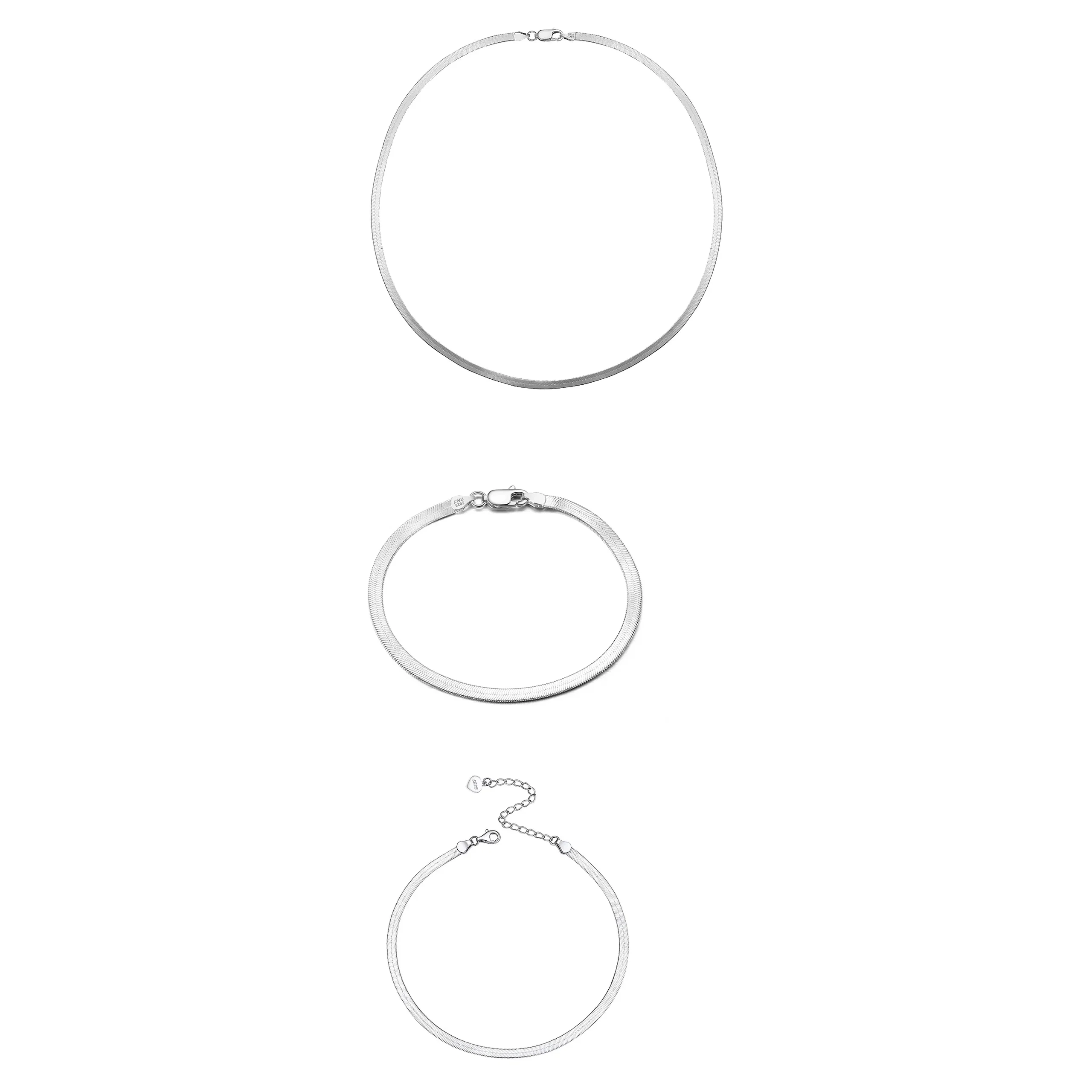 Seturi bijuterii din argint - Set Colier, Brățară de mană și Brățară de picior din Argint Snake Silver