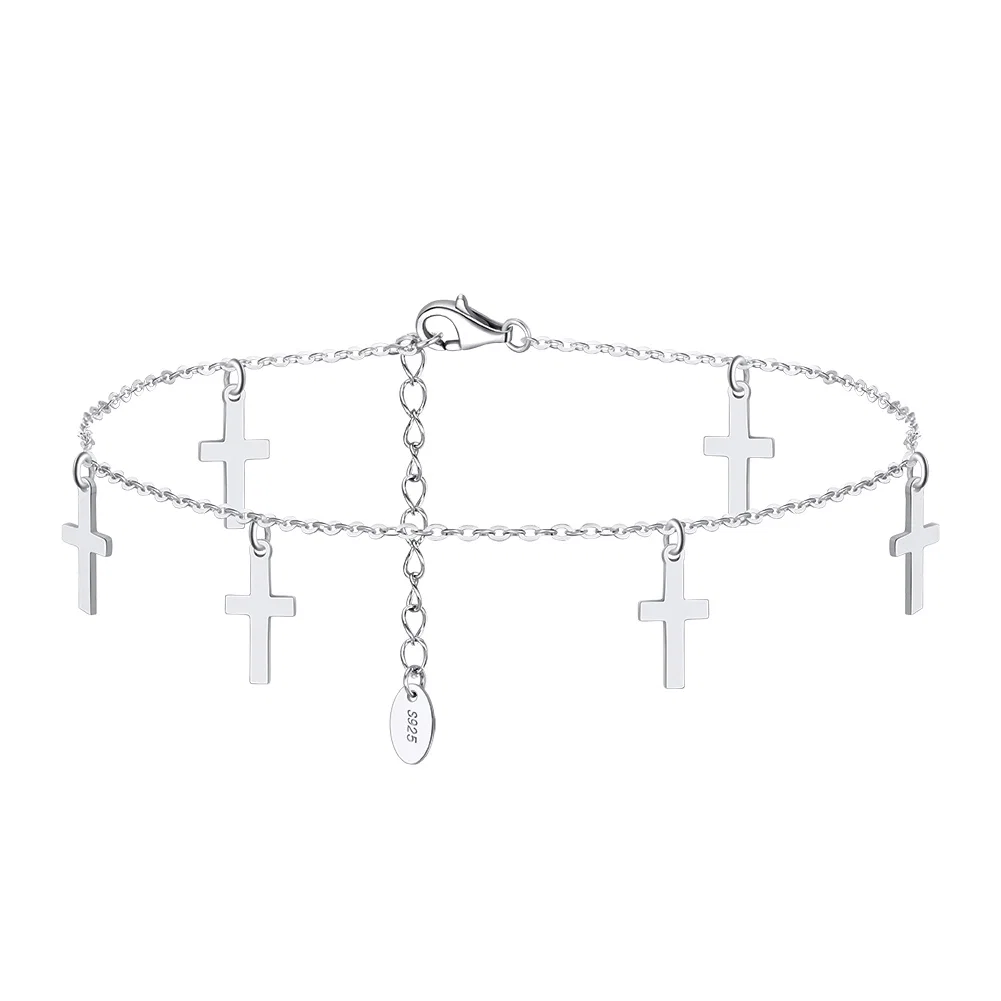 Seturi Bijuterii - Set Colier, Brățară de Mână și Brățară de Picior Sterling Silver Cross