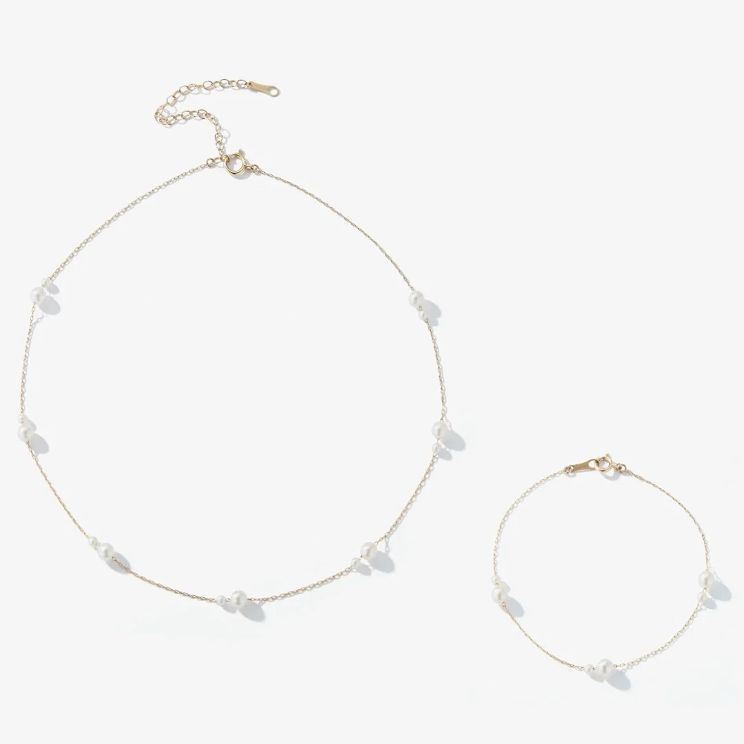 Colecții - Set Colier și Brățară Argint cu Perle Naturale de Cultură Large Perola