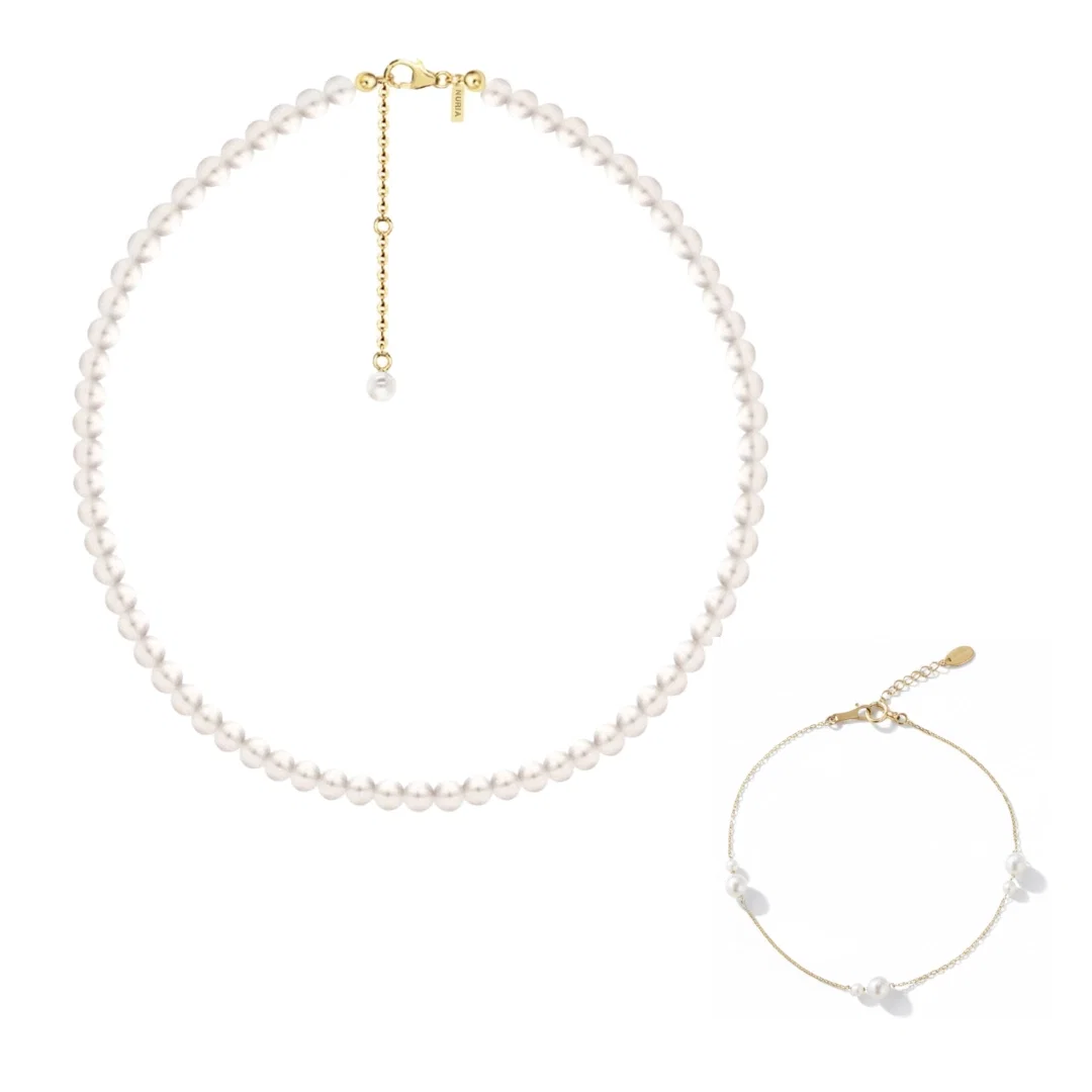 Colecții - Set Colier și Brățară Argint cu Perle Naturale de Cultură Large String Perola