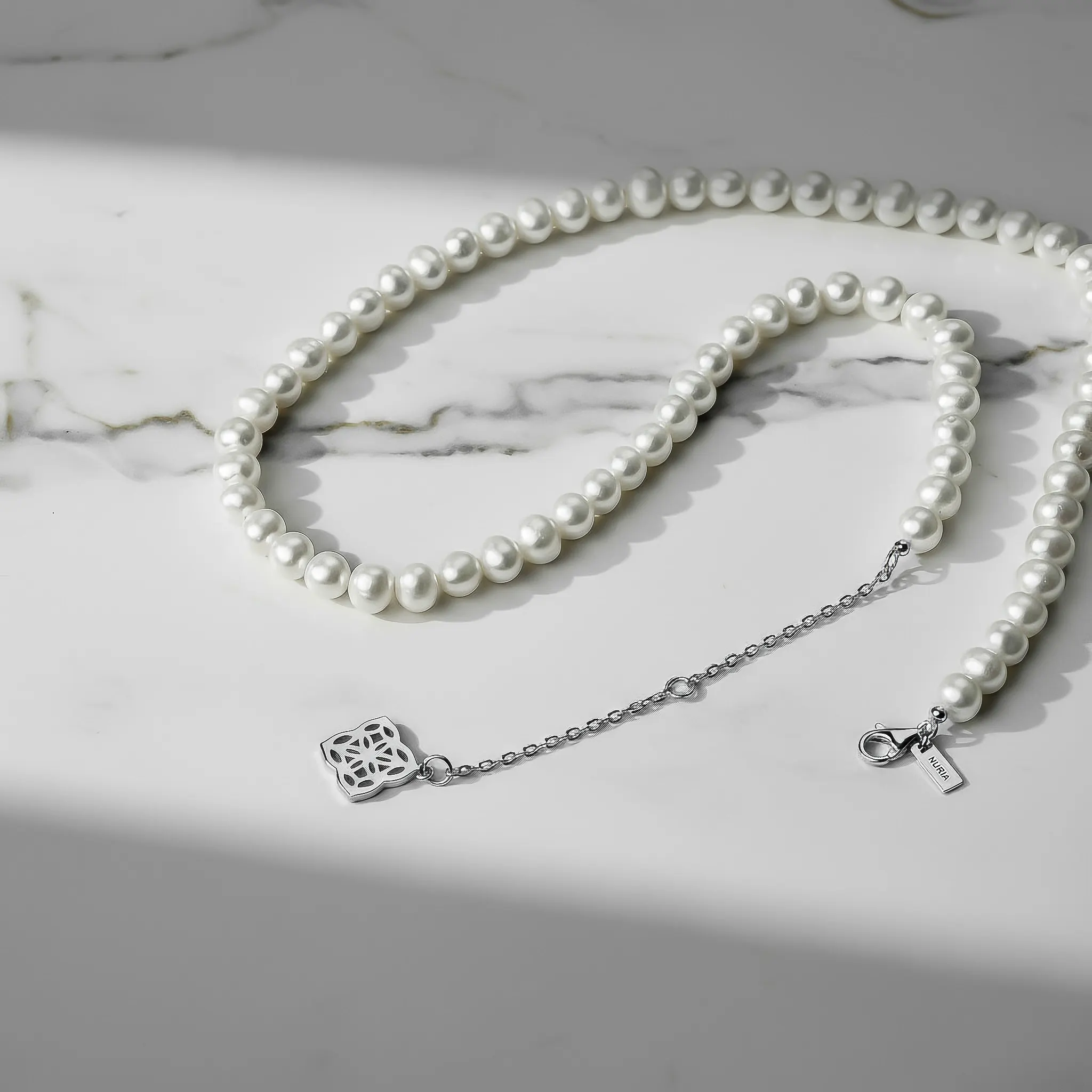 Colecții - Set Colier și Brățară Argint cu perle naturale de cultură mari Inimă Argintiu