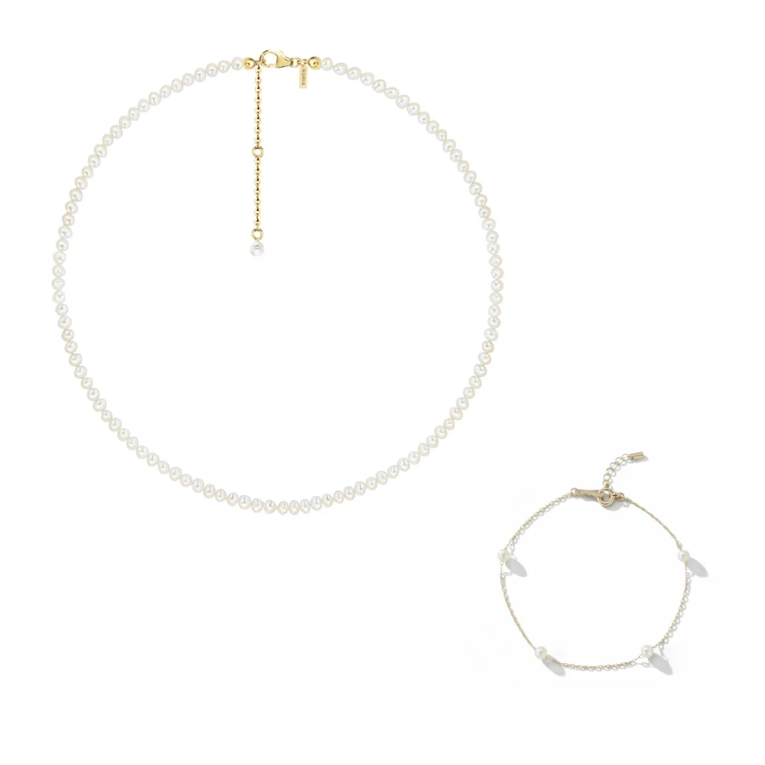 Colecții - Set Colier și Brățară Argint cu Perle Naturale de Cultură Small String Perola