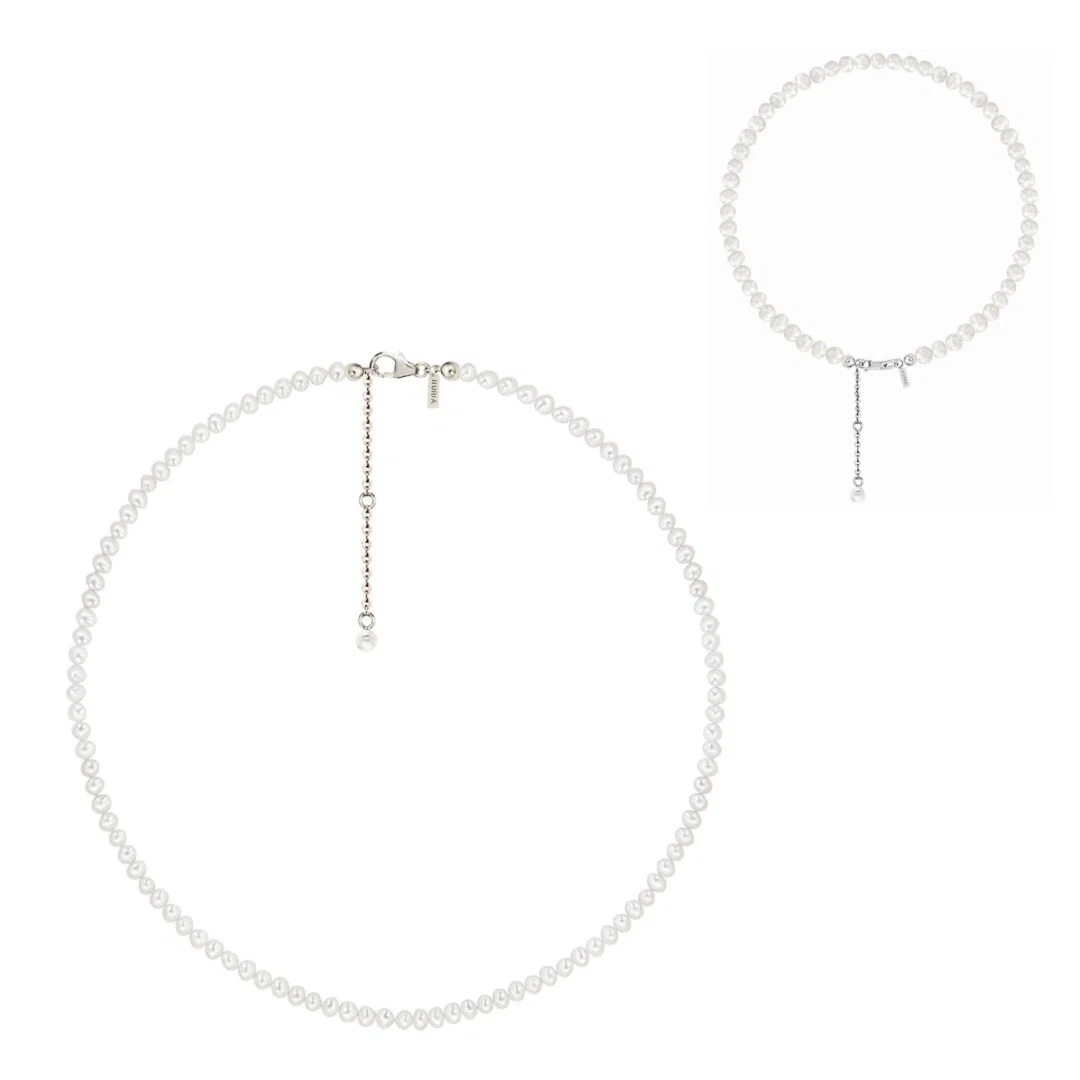 Seturi Bijuterii - Set Colier și Brățară Argint de Picior cu Perle Naturale de Cultură Small String Silver