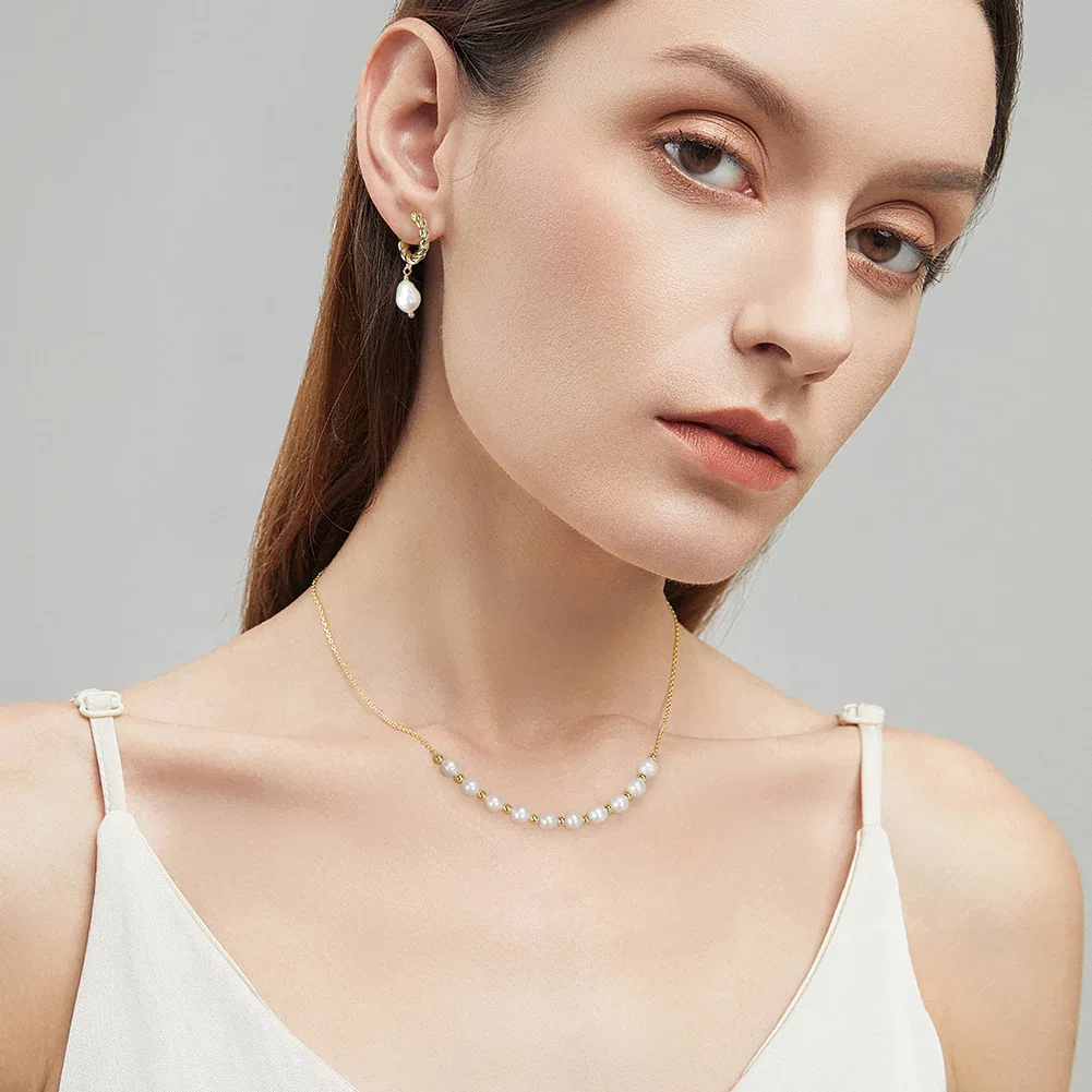Seturi Bijuterii - Set Colier și Brățară din Argint cu perle naturale de cultură Lustrous Elegance