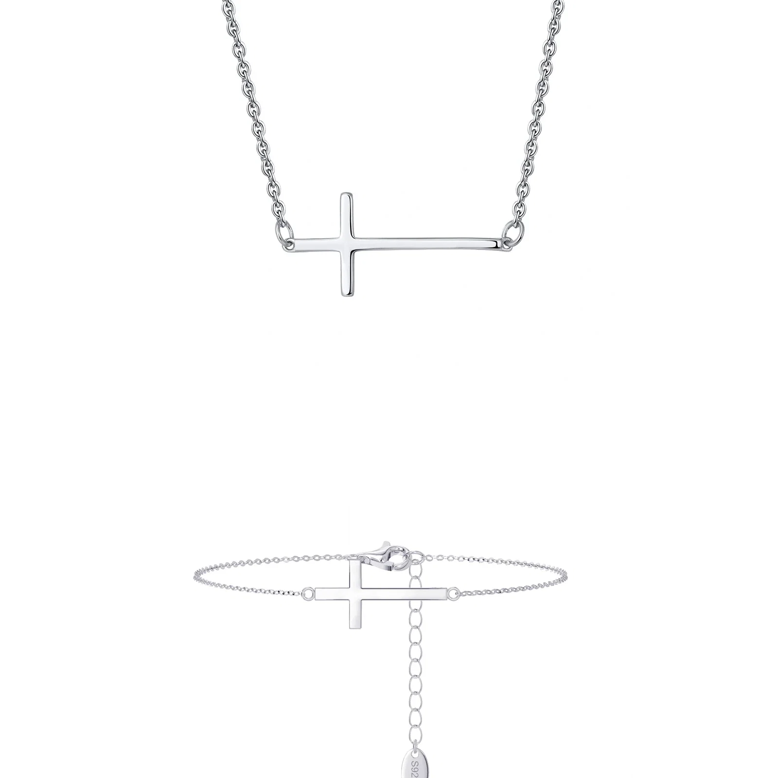 Seturi Bijuterii - Set Colier și Brățară din Argint Sterling Silver Cross