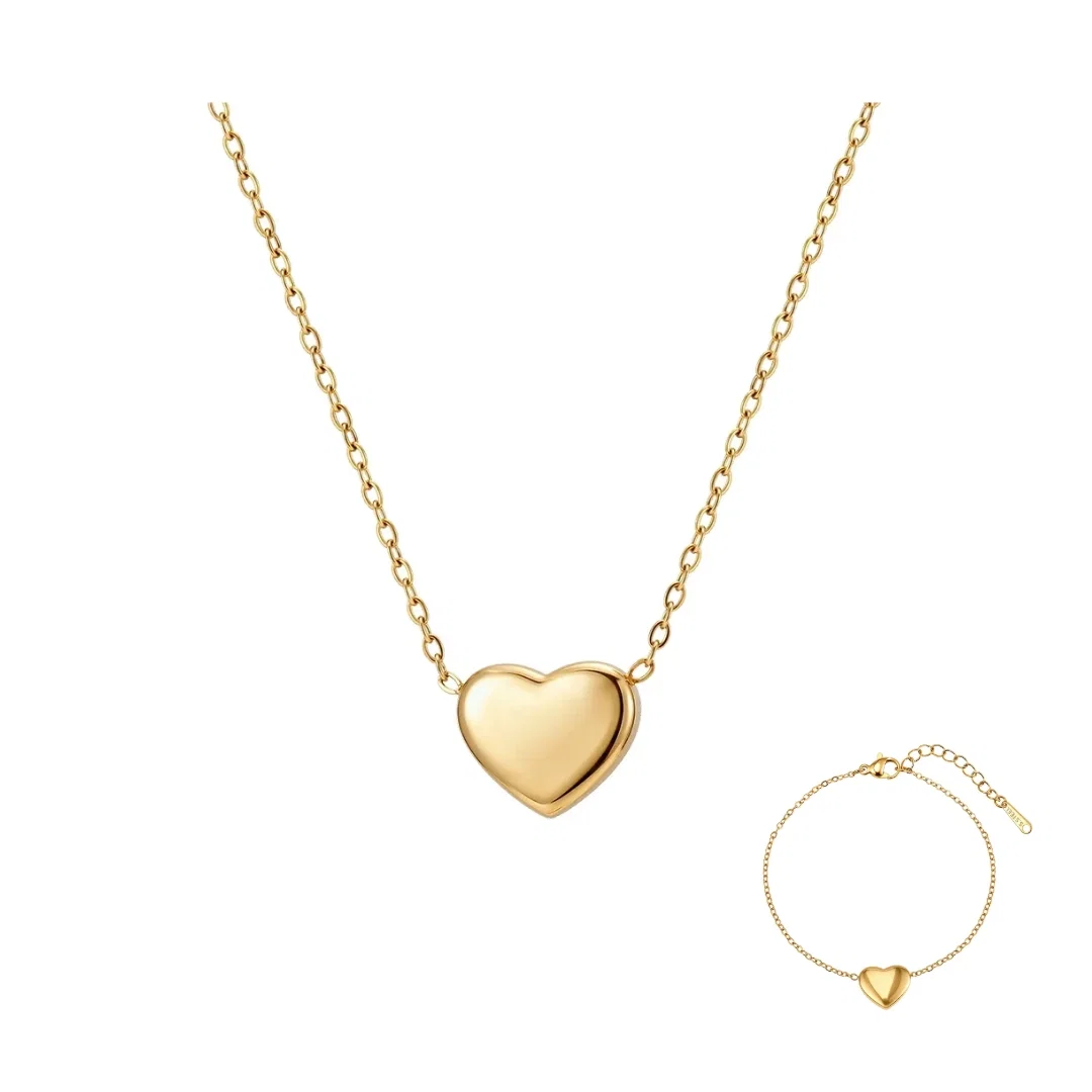 Seturi Bijuterii - Set Colier și Brățară Statement Heartbeat Auriu