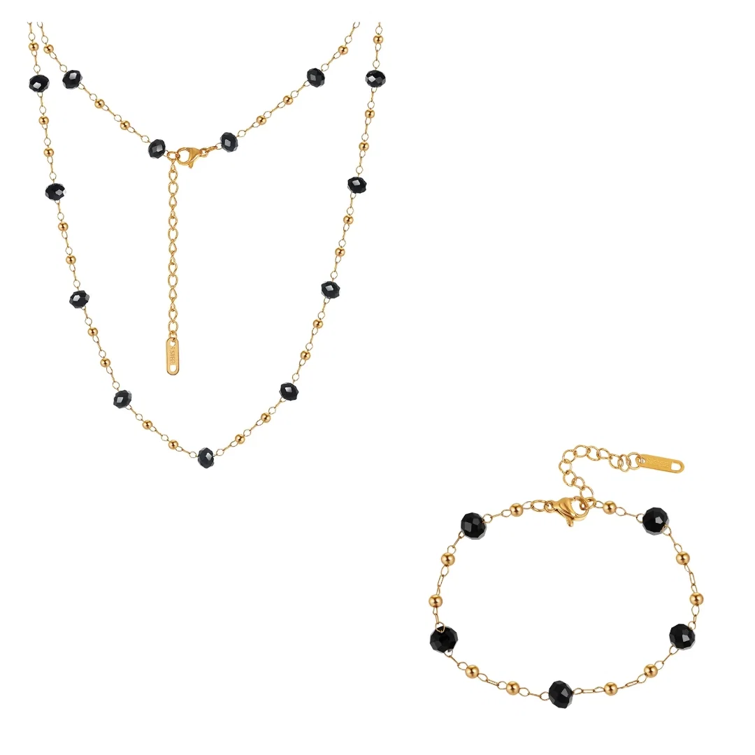 Seturi Bijuterii Statement - Set Colier și Brățară Statement Onyx Auriu