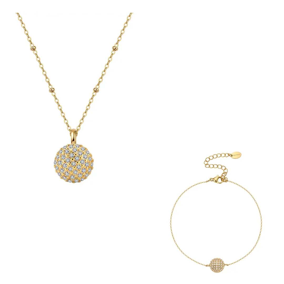 Seturi bijuterii statement - Set Colier și Brățară Statement Sparkle Auriu