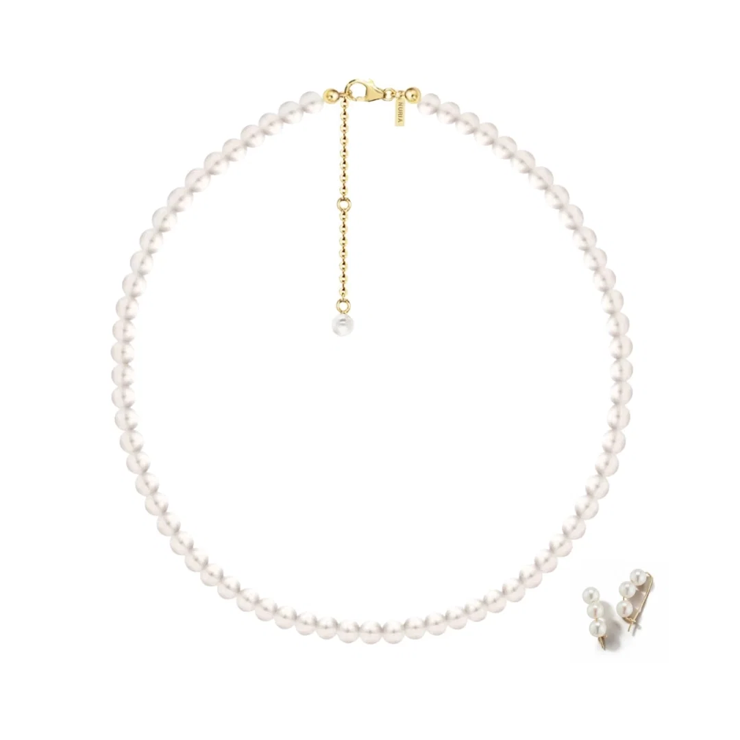 Colecții - Set Colier și Cercei Argint cu Perle Naturale de Cultură Large String Perola