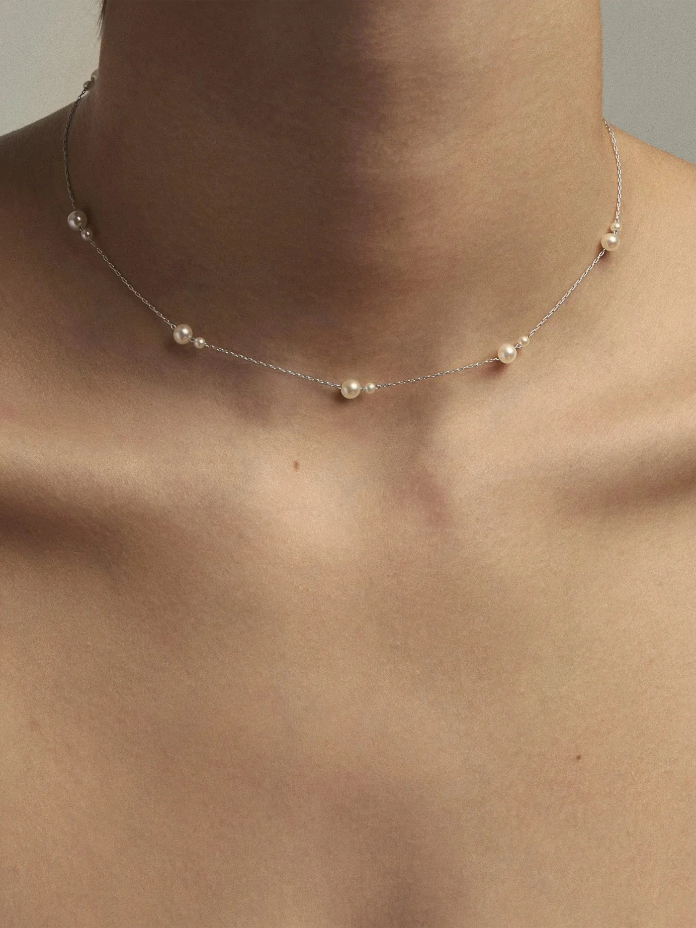 Colecții - Set Colier și Cercei argint cu perle naturale de cultură medium silver. Perola Collection