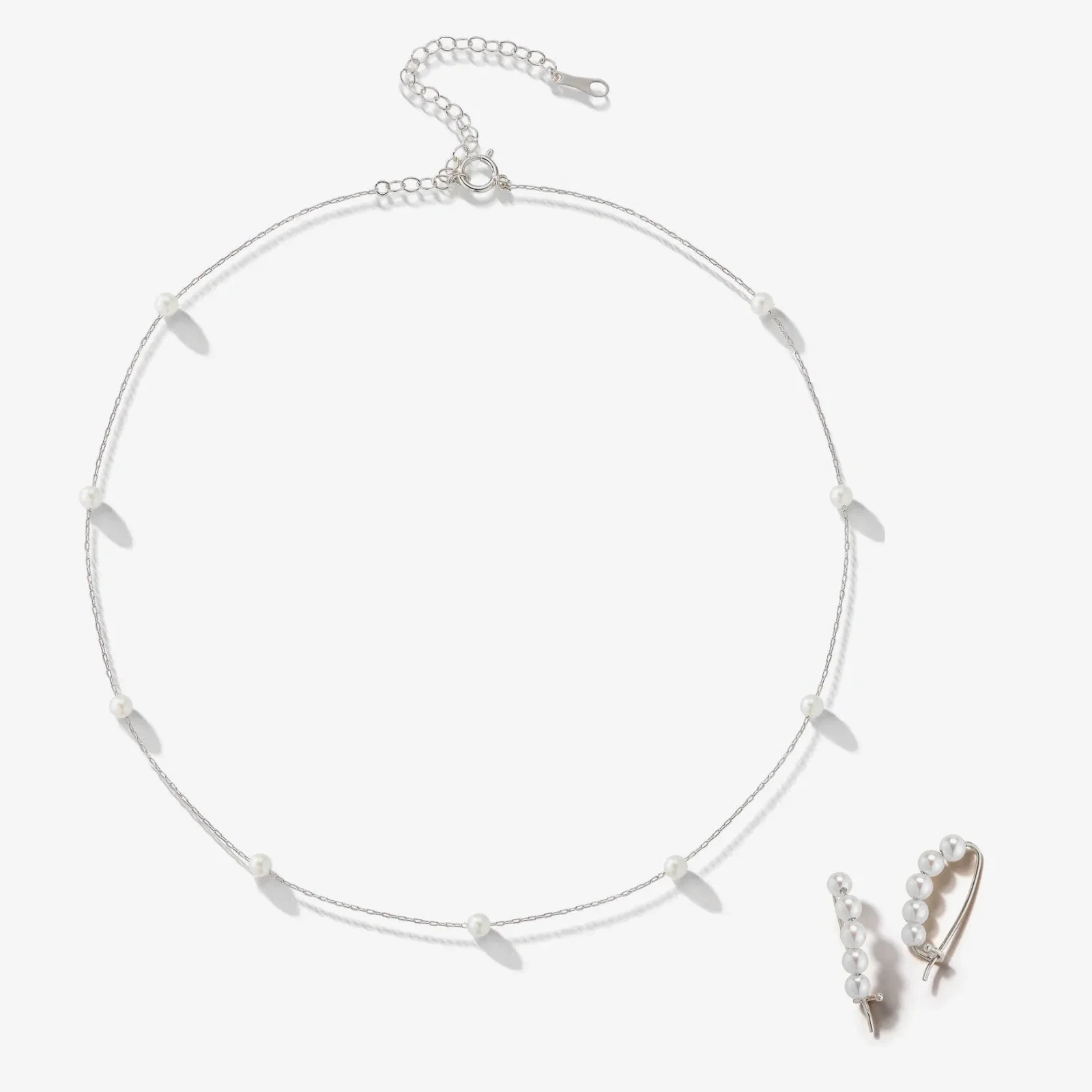 Colecții - Set Colier și Cercei argint cu perle naturale de cultură small silver. Perola Collection
