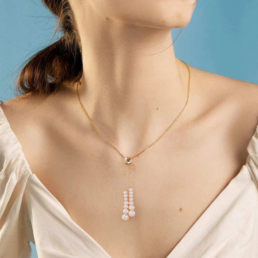 Seturi Bijuterii - Set Colier și Cercei din Argint Cascading Pearl Elegance