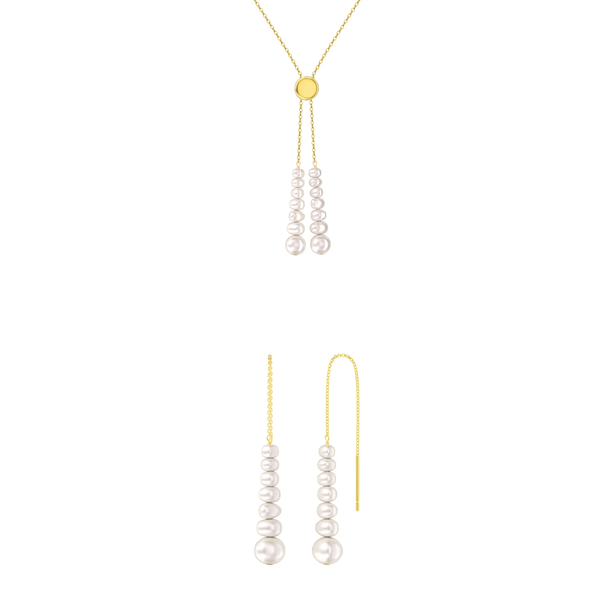 Seturi Bijuterii - Set Colier și Cercei din Argint Cascading Pearl Elegance