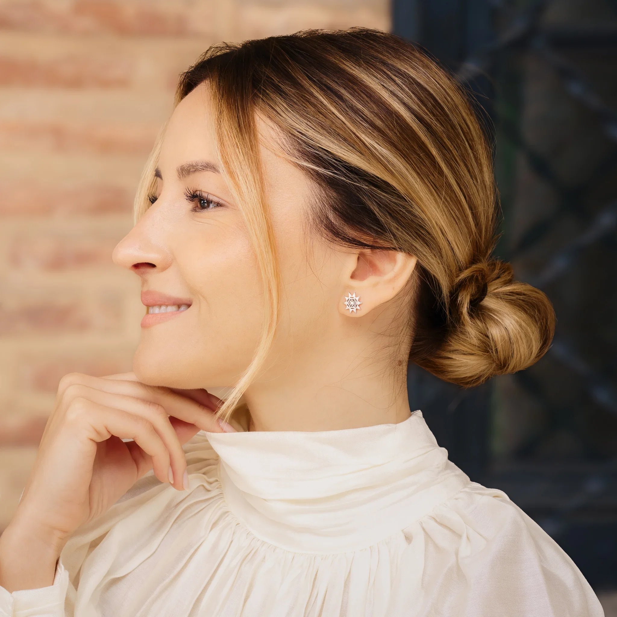 Seturi bijuterii din argint - Set Colier și Cercei din argint cu perle naturale de cultură mici Soare Argintiu