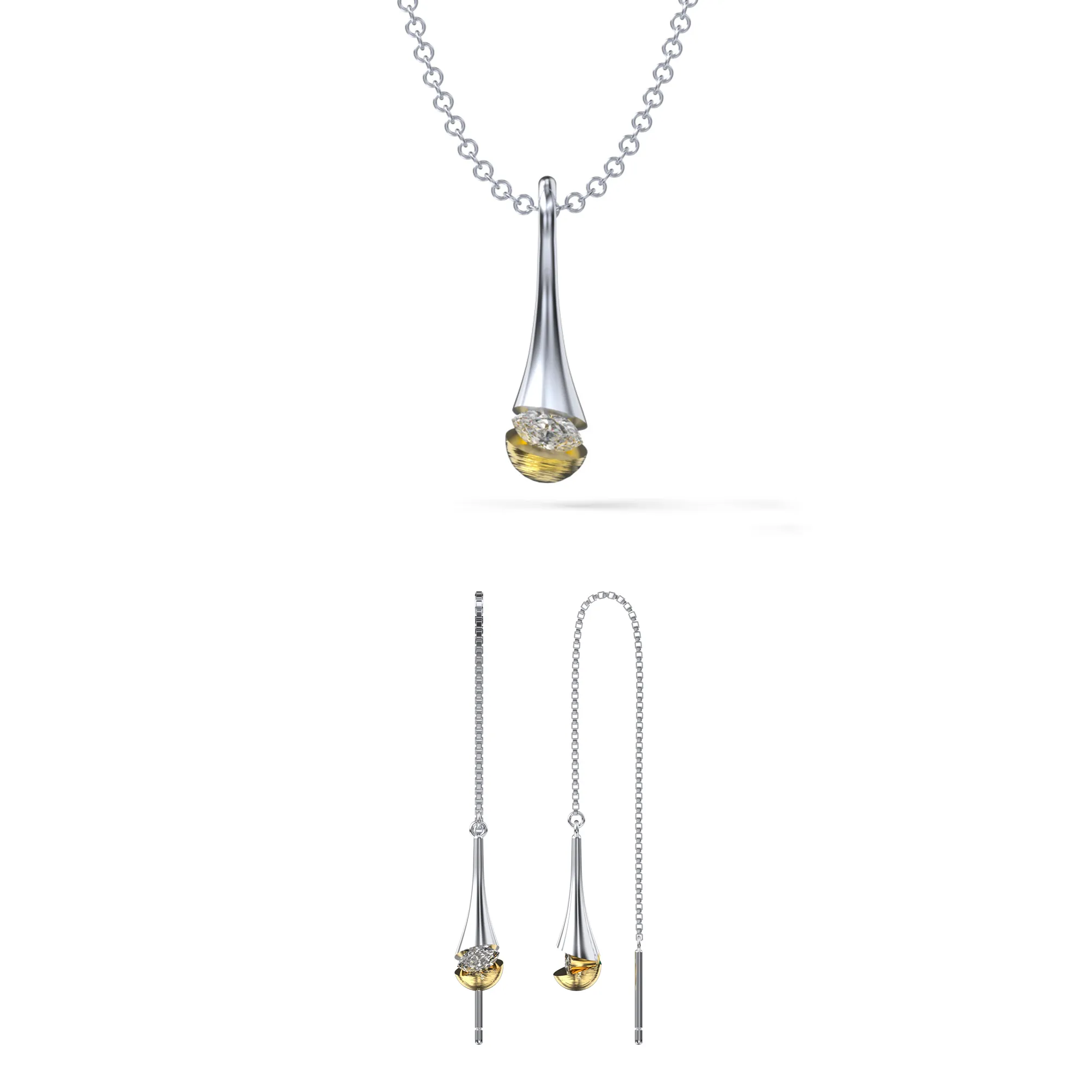 Seturi Bijuterii - Set Colier și Cercei din Argint Eclipse Elegance