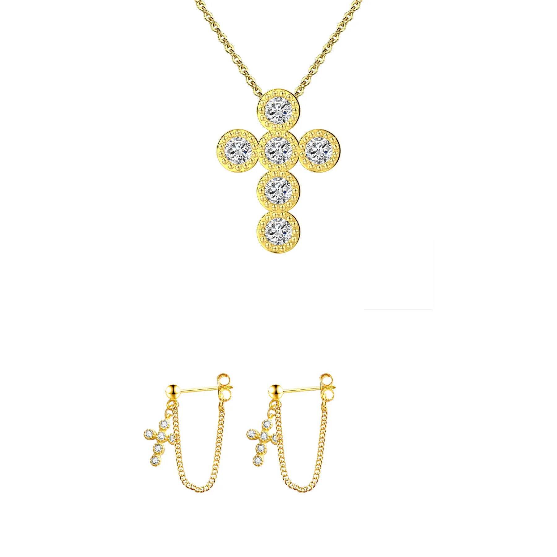 Seturi Bijuterii - Set Colier și Cercei din Argint Golden Constellation