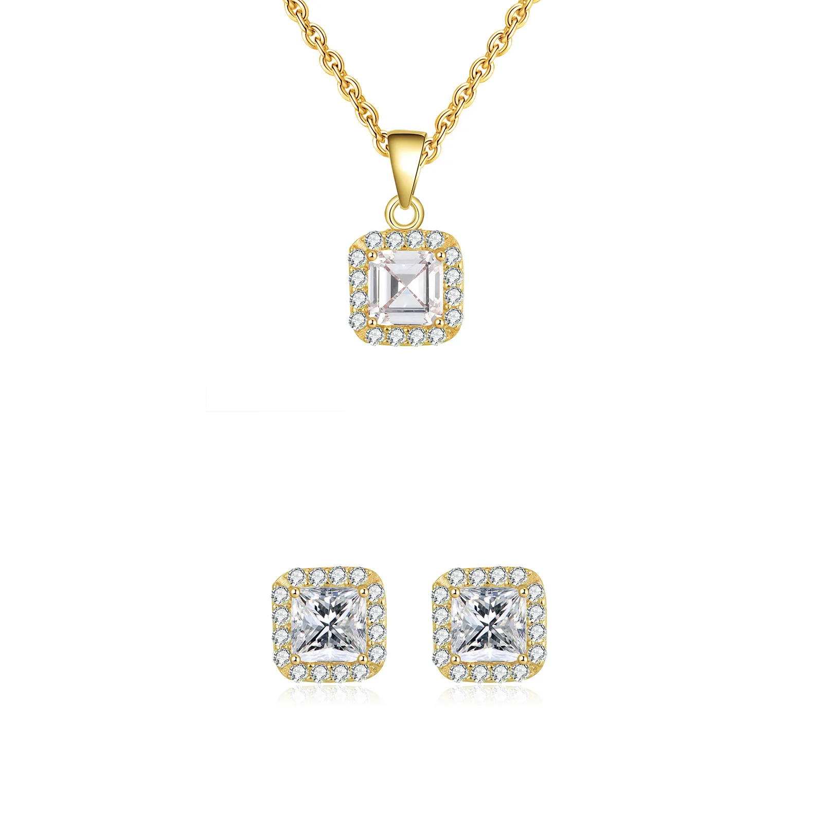 Colecții - Set Colier și Cercei din Argint Golden Glamour