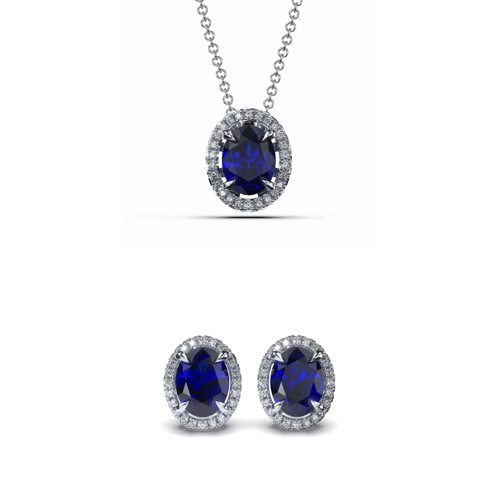 Colecții - Set Colier și Cercei din Argint Halo Brilliance Blue