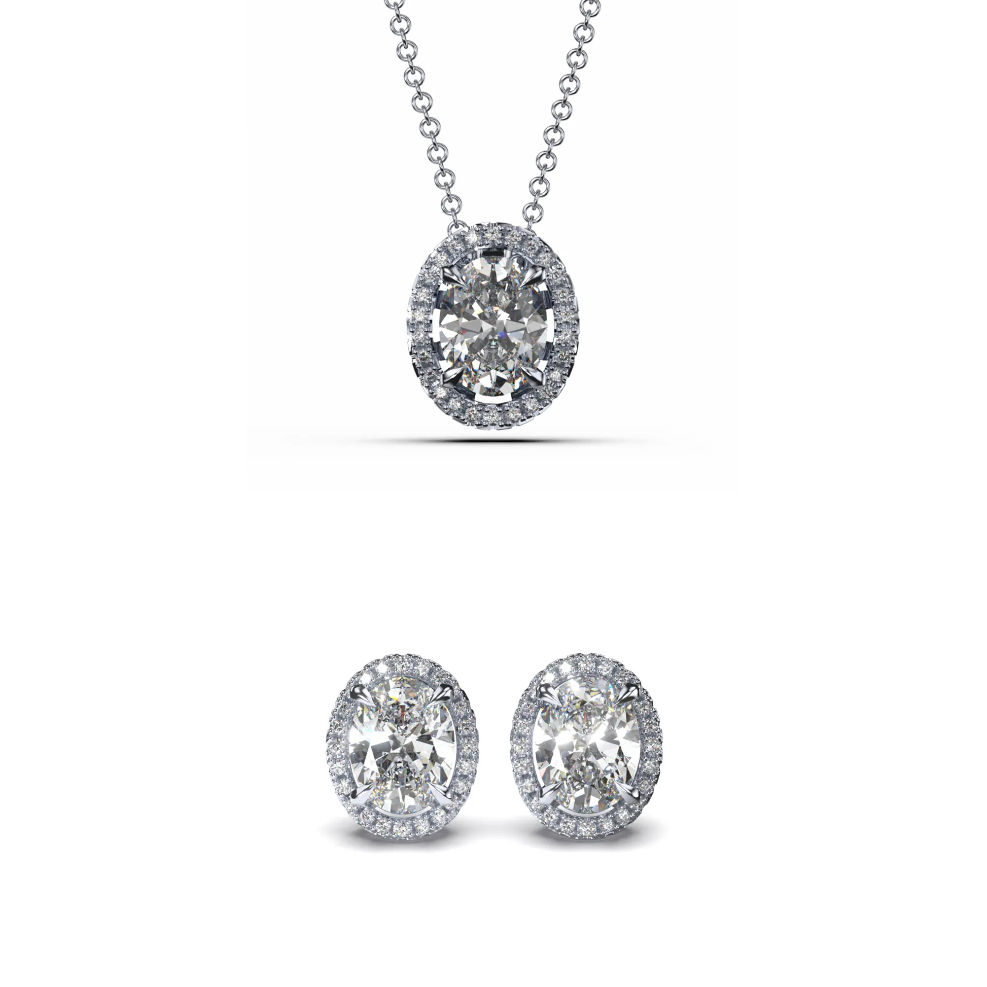 Colecții - Set Colier și Cercei din Argint Halo Brilliance Silver