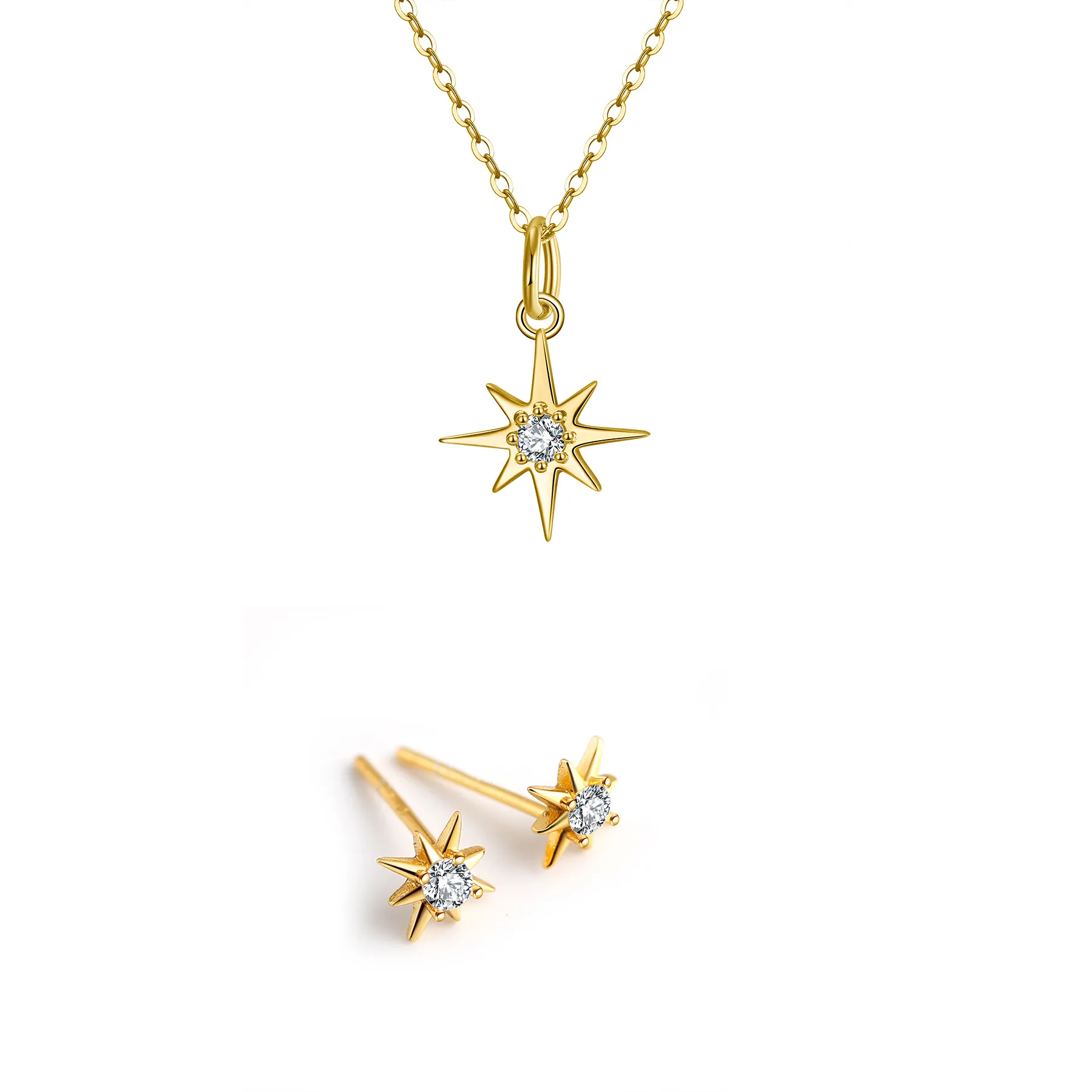 Seturi Bijuterii - Set Colier și Cercei din Argint North Star Gold