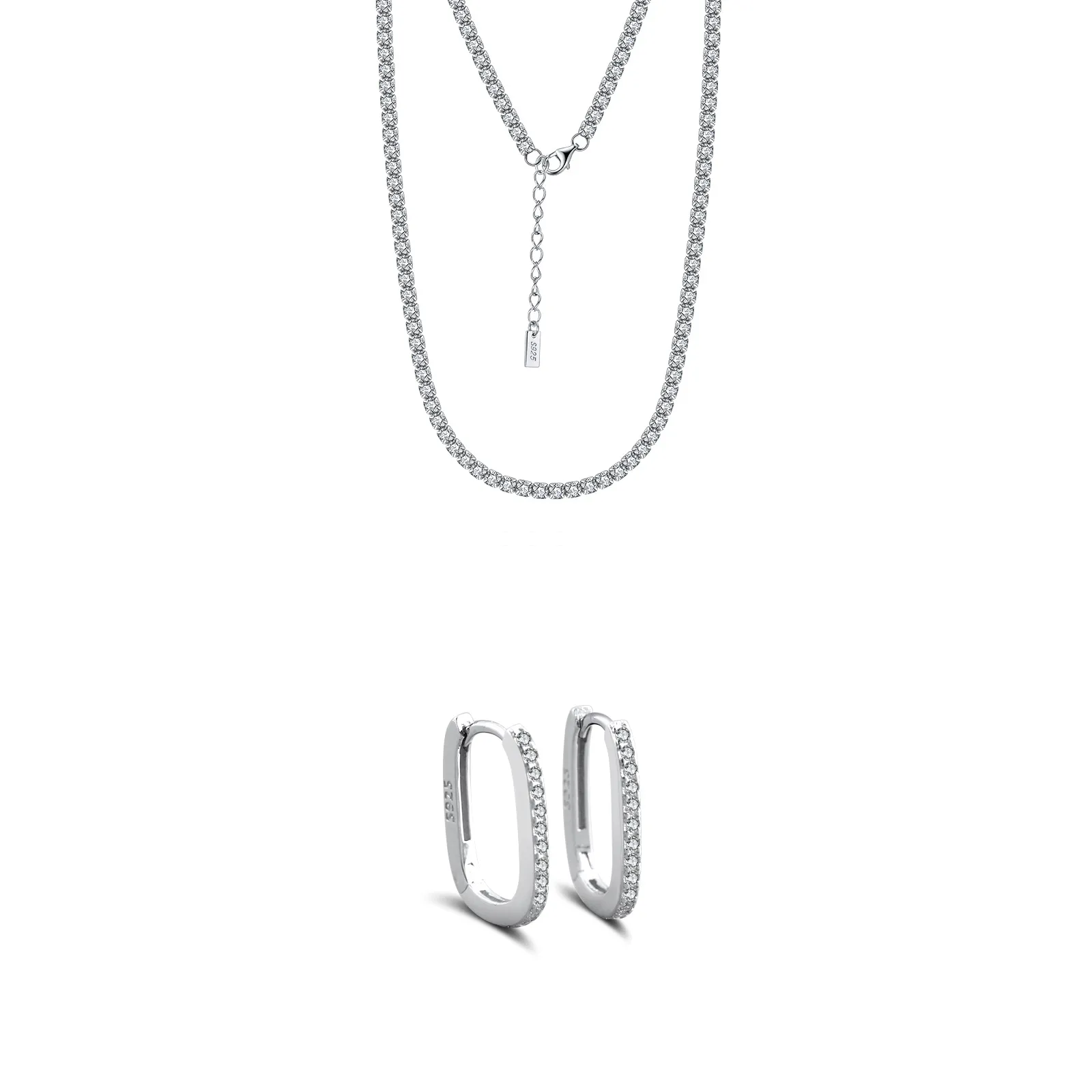 Seturi Bijuterii - Set Colier și Cercei din Argint Tennis Essence Silver