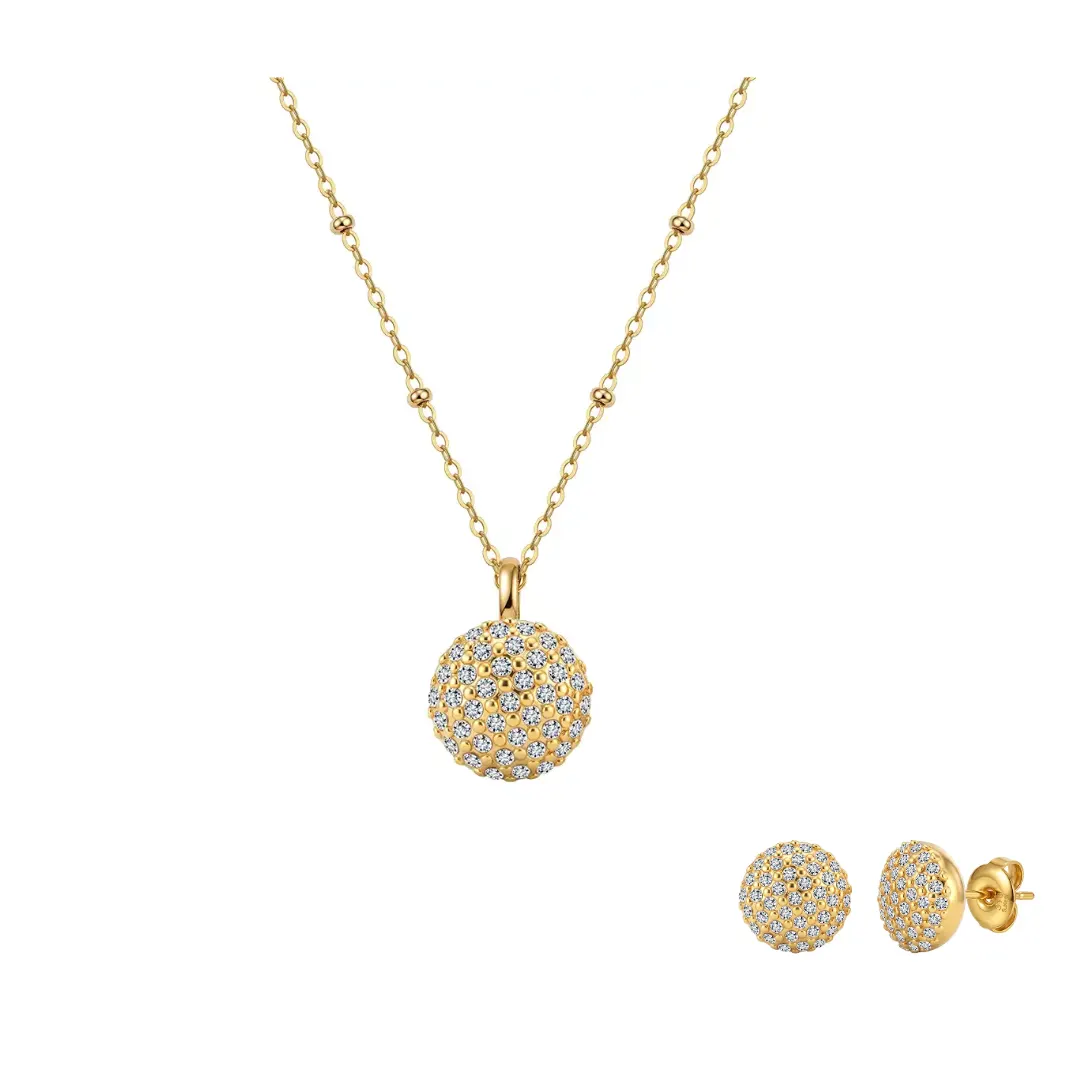 Seturi bijuterii statement - Set Colier și Cercei Statement Sparkle Auriu