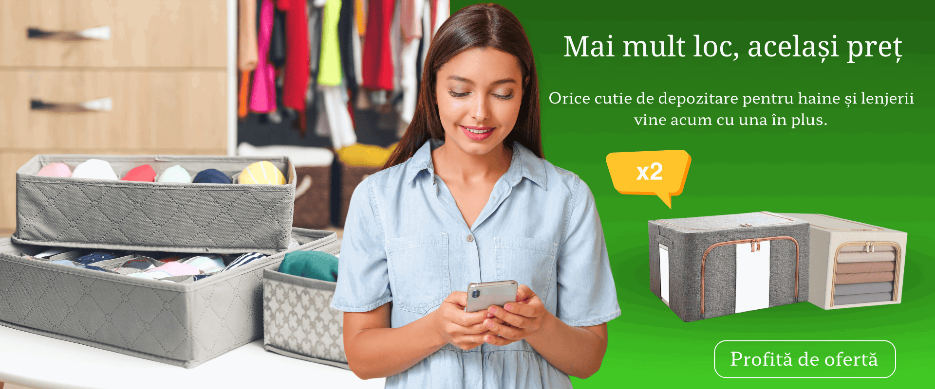 Promotie cutii depozitare 1+1