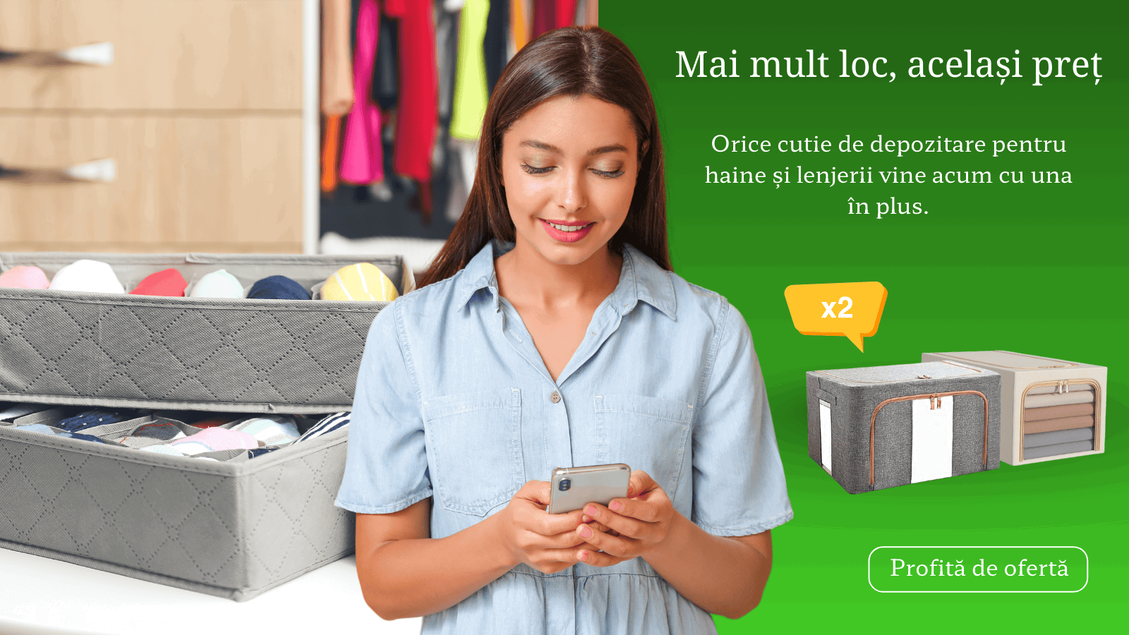 Promotie cutii depozitare 1+1 mobile