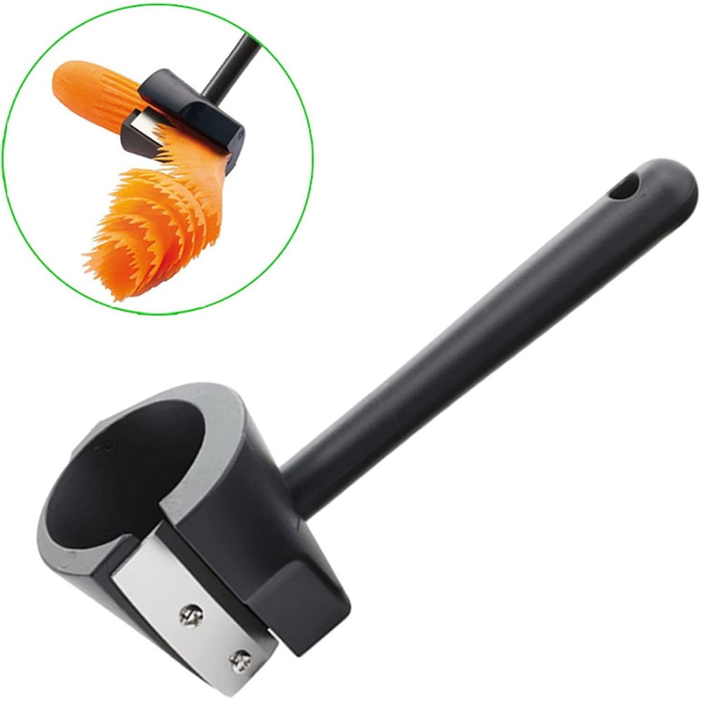 Accesoriu pentru taiat in forma de spirala, multifunctional pentru legume, cutit pentru spirale, 16x5.5 cm, negru [4]