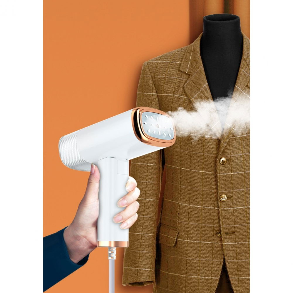 Aparat de calcat vertical portabil cu abur, putere 1000w, rezervor de 100 ml, priza, functie anti calcar si auto curatare, pliabil, 15x17x7.5 cm, alb [9]