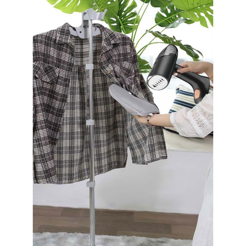 Aparat de calcat vertical portabil cu abur, putere 1500w, rezervor detasabil de 138ml, priza, functie anti calcar si auto curatare, pliabil, cu perie, 20x10.5x8 cm, negru [5]