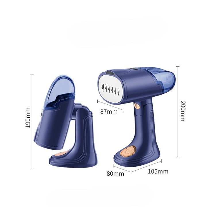 Aparat de calcat vertical portabil cu abur, putere 1500w, rezervor detasabil de 138ml, priza, functie anti calcar si auto curatare, pliabil, cu perie, 20x10.5x8 cm, albastru [9]