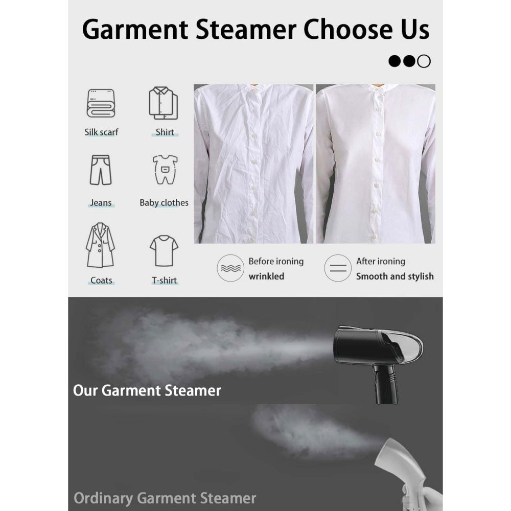 Aparat de calcat vertical portabil cu abur, putere 1500w, rezervor detasabil de 138ml, priza, functie anti calcar si auto curatare, pliabil, cu perie, 20x10.5x8 cm, negru [7]