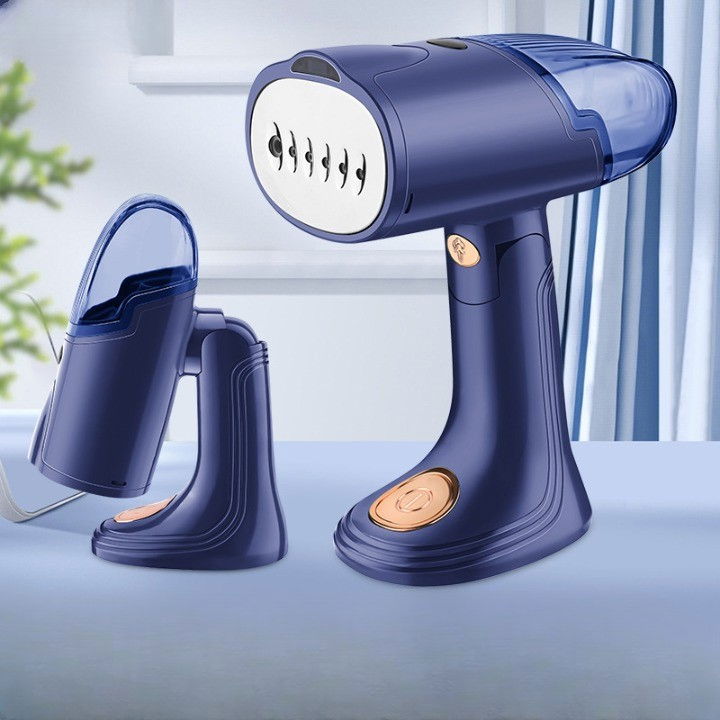 Aparat de calcat vertical portabil cu abur, putere 1500w, rezervor detasabil de 138ml, priza, functie anti calcar si auto curatare, pliabil, cu perie, 20x10.5x8 cm, albastru [14]