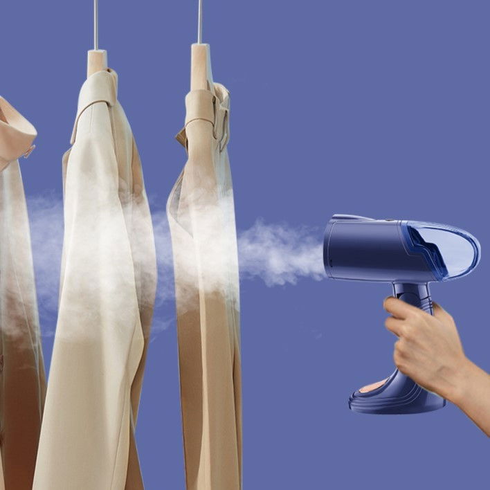 Aparat de calcat vertical portabil cu abur, putere 1500w, rezervor detasabil de 138ml, priza, functie anti calcar si auto curatare, pliabil, cu perie, 20x10.5x8 cm, albastru [6]