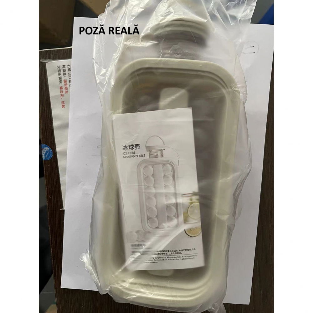 Aparat de gheata portabil 2 in 1, tava din sticla, diametru 3 cm, multifunctional, 17 cuburi de gheata, 27,5 x 11,4 x 5,5 cm, culoare alb gri [6]