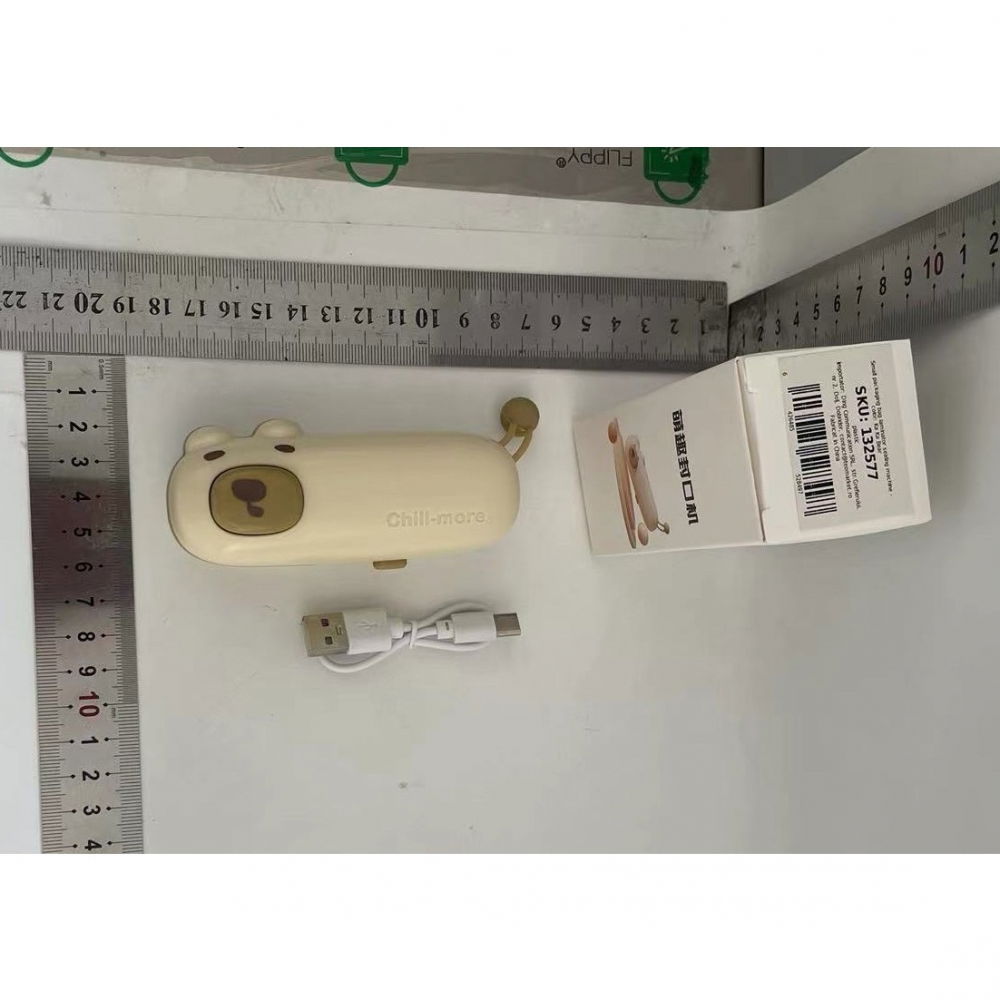 Aparat de sigilat ambalaje, incarcare usb tip c, 400 mah, 10.2 x 3.7 x 4.3 cm, model ursulet, maro [4]