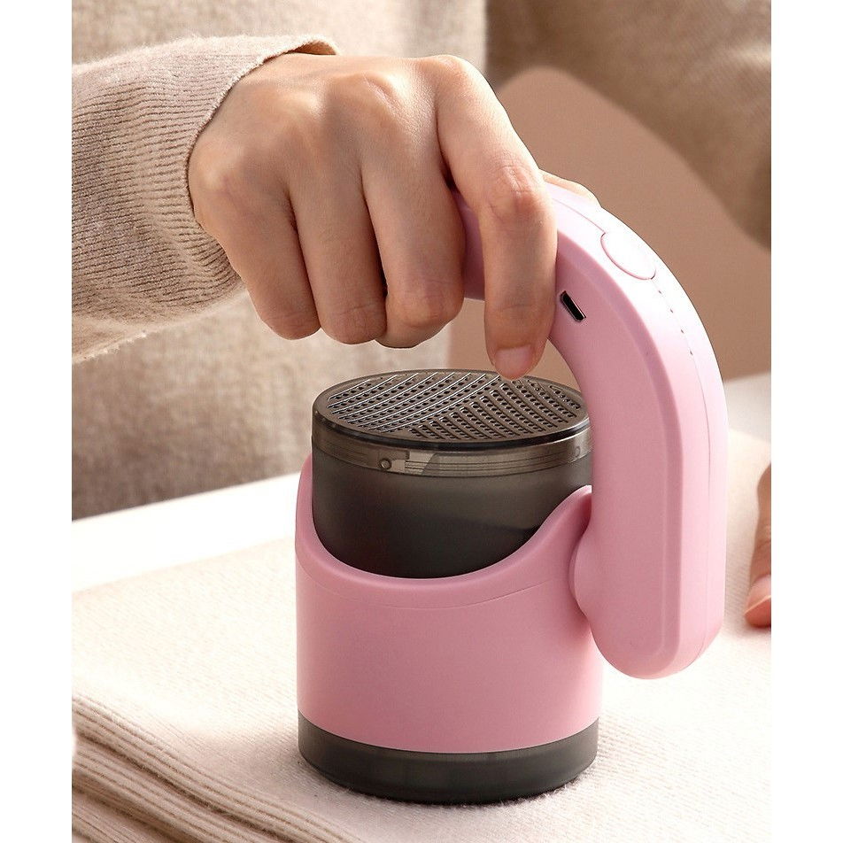 Aparat pentru curatat scame, par si praf, cu led, pentru diferite tipuri de material, cu lame din otel inoxidabil, compartiment de depozitare, maner reglabil, 11x10.5x8.7 cm, roz [3]