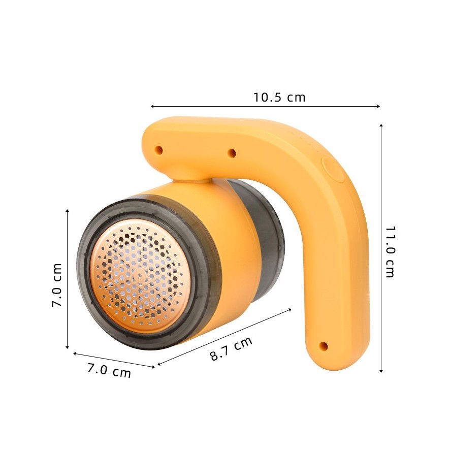 Aparat pentru curatat scame, par si praf, cu led, pentru diferite tipuri de material, cu lame din otel inoxidabil, compartiment de depozitare, maner reglabil, 11x10.5x8.7 cm, galben [12]