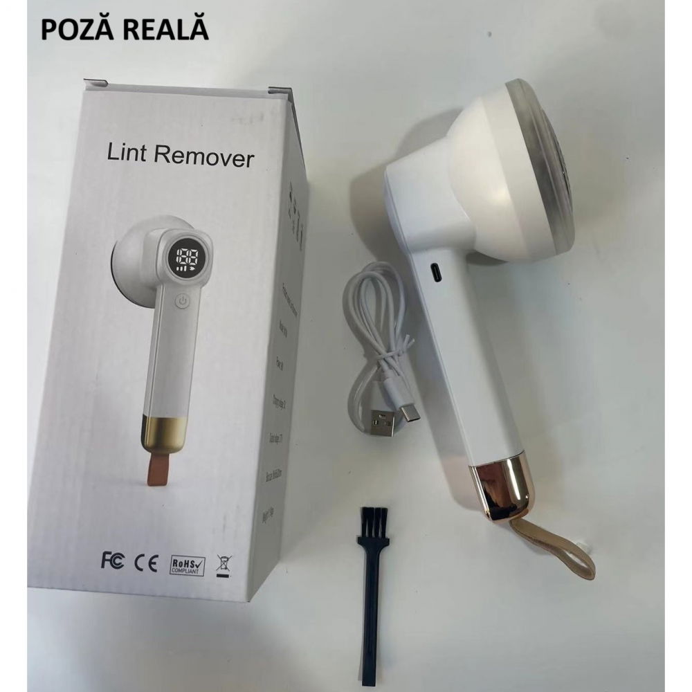 Aparat pentru curatat scame, par si praf, pentru diferite tipuri de material, cu lame din otel inoxidabil, incarcare prin usb type-c, cu perie de curatare si cablu usb incluse, alb, 20 x 8.8 x 8.5 cm [16]