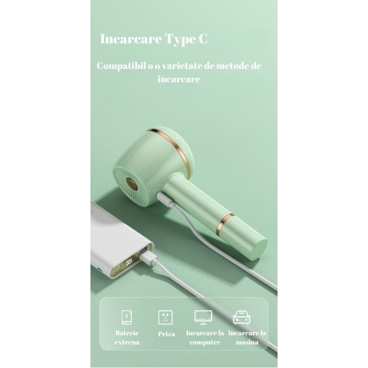 Aparat pentru curatat scame, par si praf, pentru diferite tipuri de material, cu lame din otel inoxidabil, incarcare prin usb type-c, cu perie de curatare, cablu usb si stick cu lipici incluse, verde, 220 x 86 mm [3]