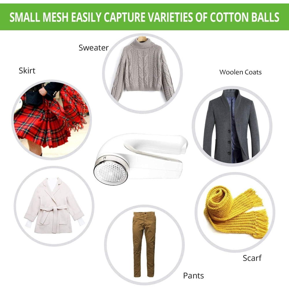 Aparat pentru curatat scame, par si praf, trimmer pentru diferite tipuri de material, cu lame din otel inoxidabil, maner ergonomic, incarcare prin usb, 15x6x9 cm, alb [8]