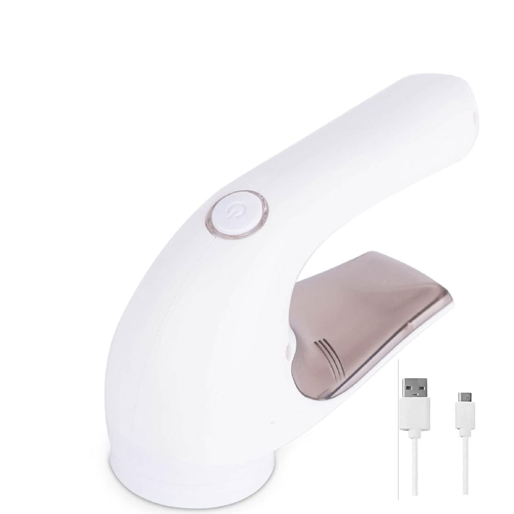 Aparat pentru curatat scame, par si praf, trimmer pentru diferite tipuri de material, cu lame din otel inoxidabil, maner ergonomic, incarcare prin usb, 15x6x9 cm, alb [14]