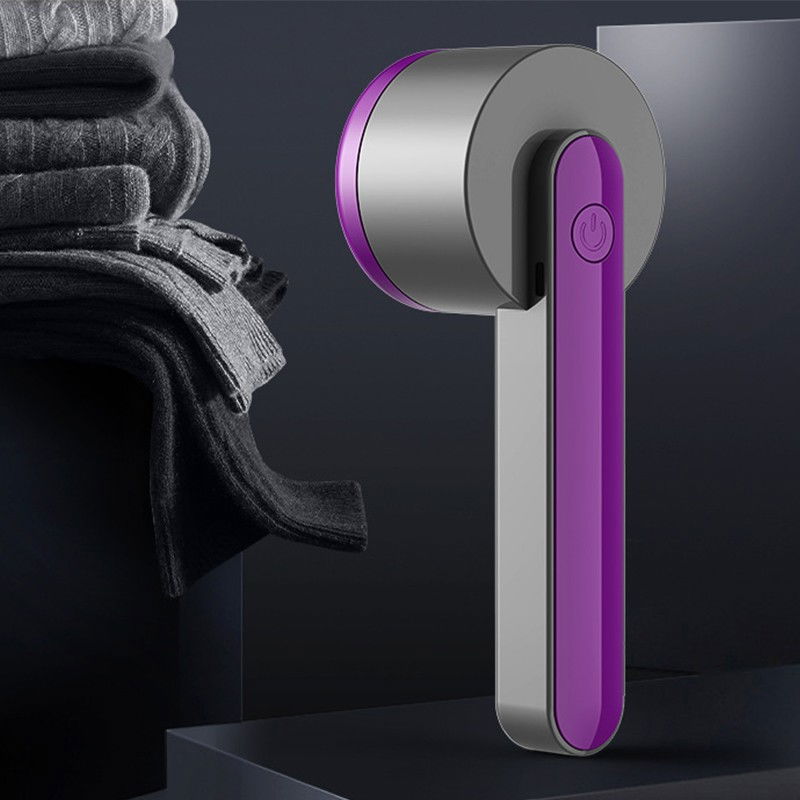 Aparat pentru curatat scame, par si praf, trimmer pentru diferite tipuri de material, cu lame din otel inoxidabil, maner ergonomic, incarcare prin usb, negru mov [3]