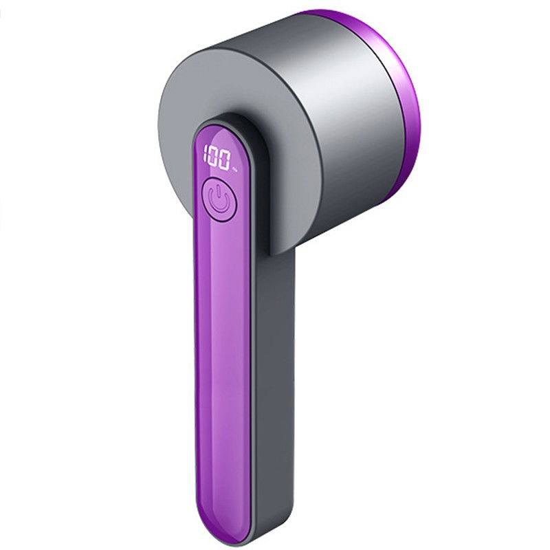 Aparat pentru curatat scame, par si praf, trimmer pentru diferite tipuri de material, cu lame din otel inoxidabil, maner ergonomic, incarcare prin usb, negru mov [1]