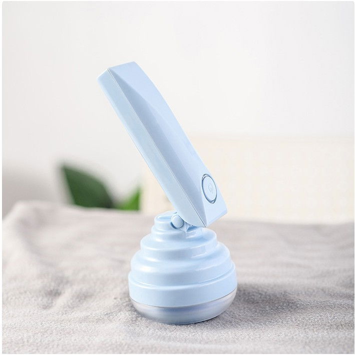 Aparat pentru curatat scame, par si praf, trimmer pentru diferite tipuri de material, cu lame din otel inoxidabil, maner flexibil, incarcare prin usb, 13x8 cm, albastru [12]