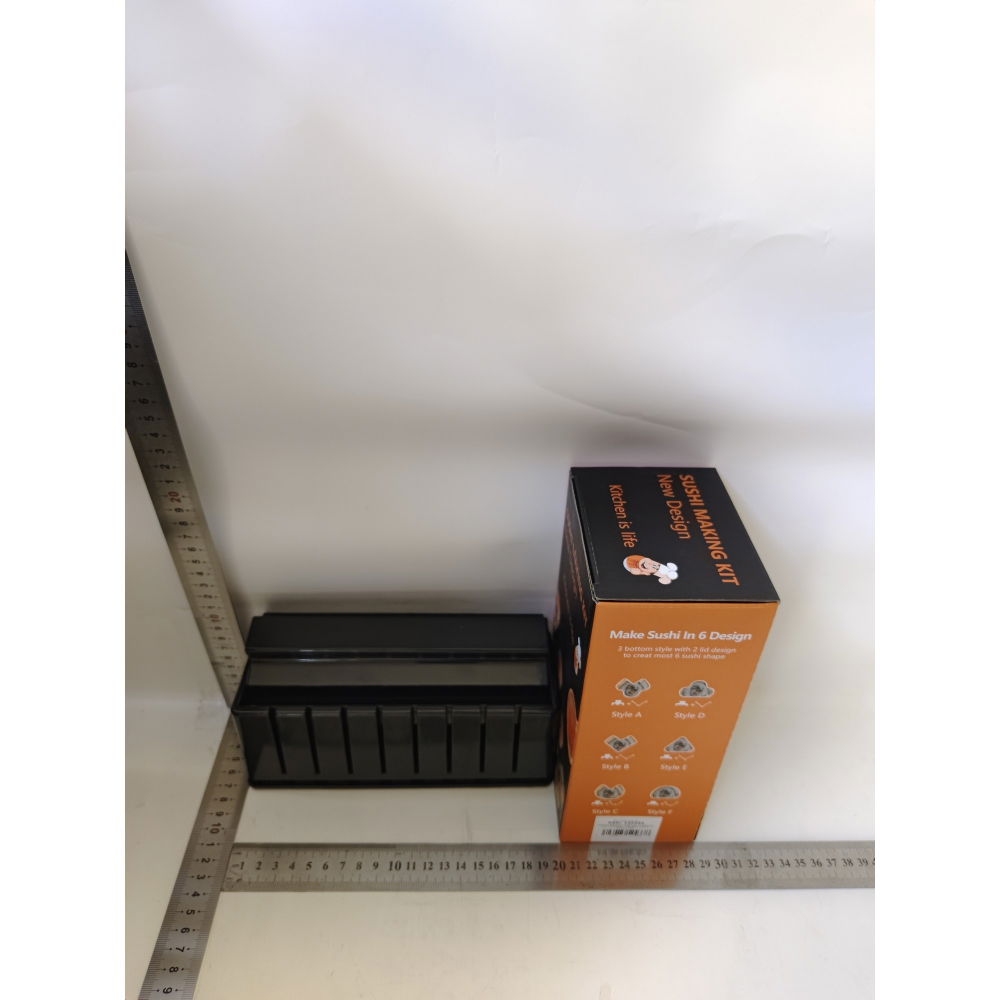 Aparat pentru sushi, set 7 accesorii pentru sushi, ofera 3 forme de design, rotund, triunghi, inimioare, negru [5]