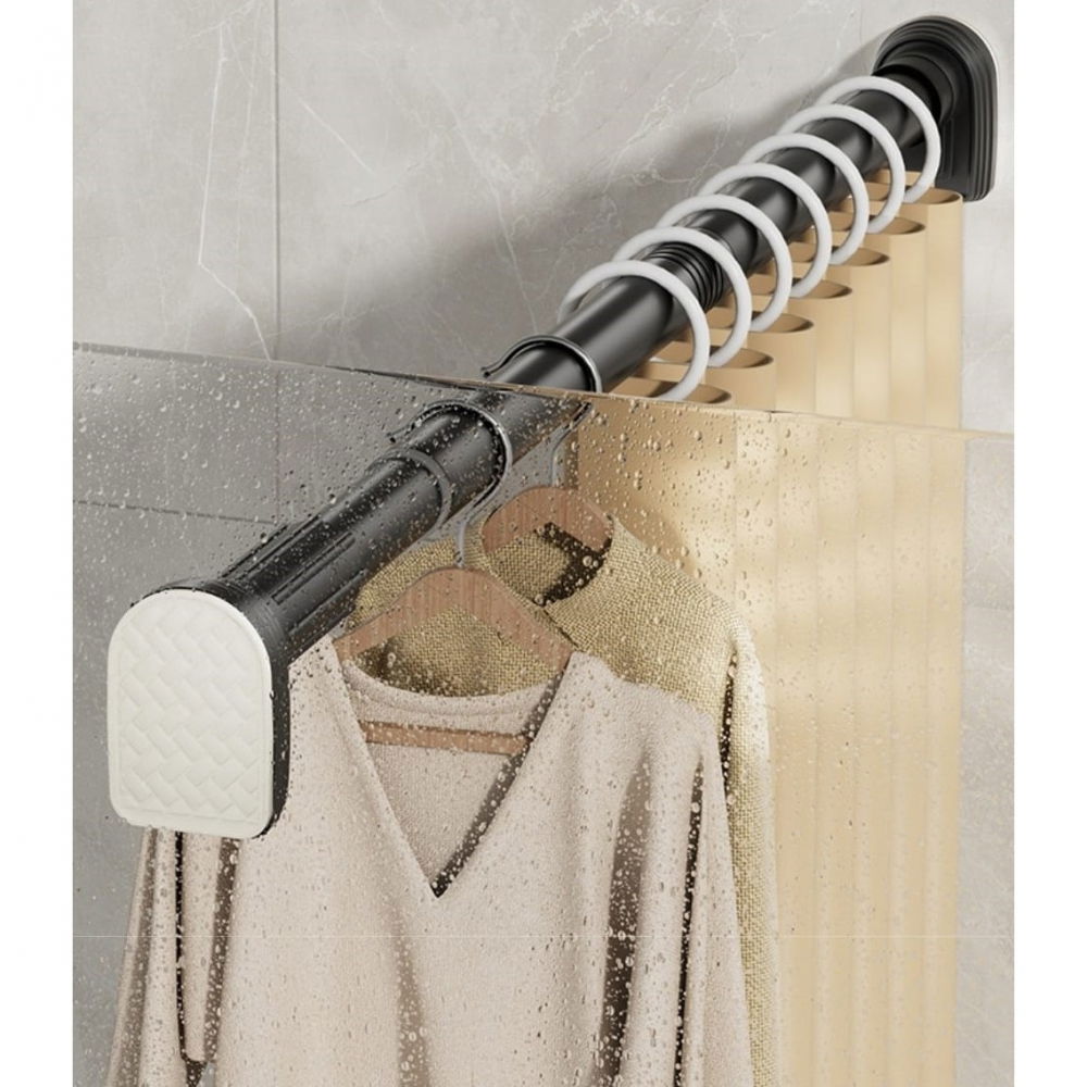 Bara telescopica multifunctionala, din otel inoxidabil si abs, utilizare universala, extensie 220 - 240 cm, fara perforare perete, gri [5]