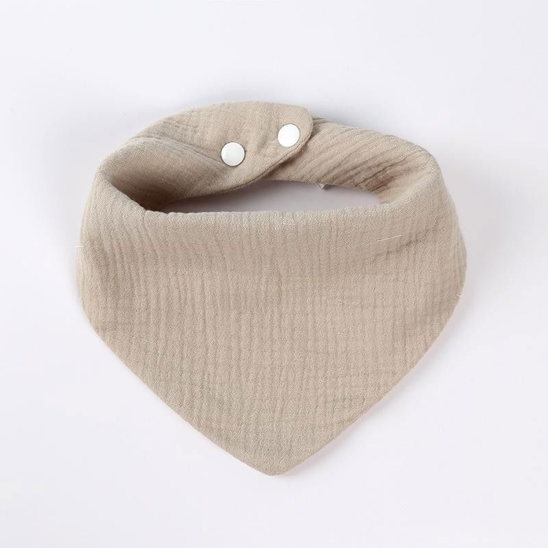 Baveta triunghiulara, din bumbac, pentru copii 0-12 luni, 33x32 cm, rezistenta la apa, crem [3]